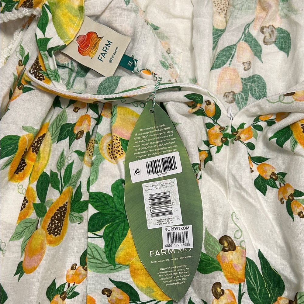 NWT FARM Rio Papaya Salad Scarf Off-White Knit Maxi Dress. Size XS - Picture 10 of 16